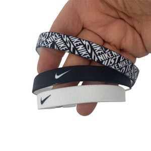 Lot of 3 Nike Unisex Headbands Nonslip Grip 0189 Narrow Logo EUC Sweatband